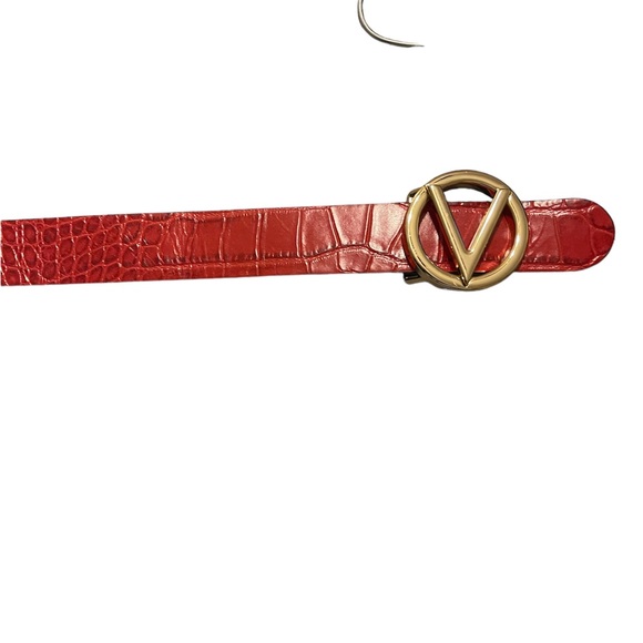 Red Croc embossed Valentino belt Size M - Picture 2 of 8